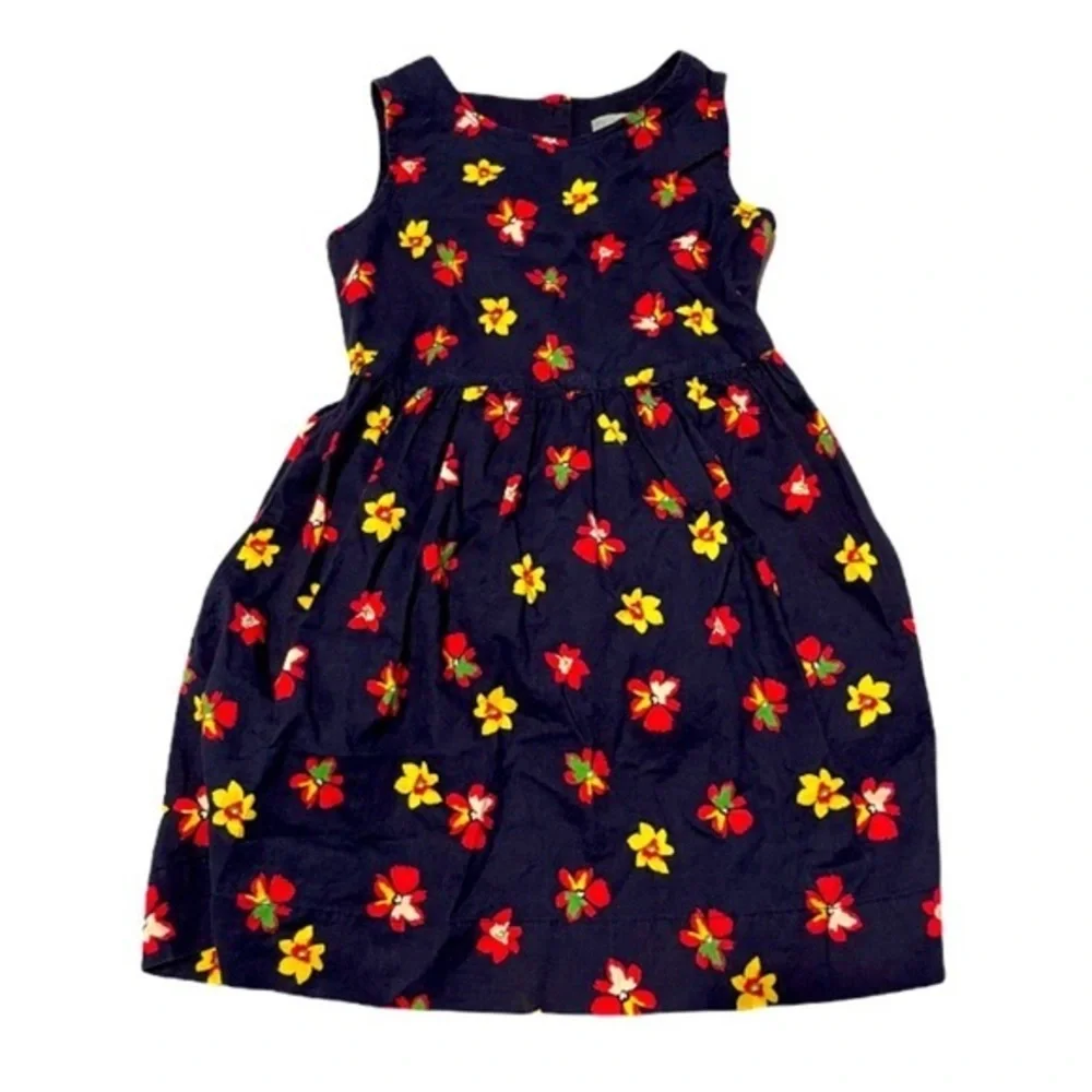 Baby Gap 3yr‎ 100% cotton navy & bright floral sleeveless back button dress